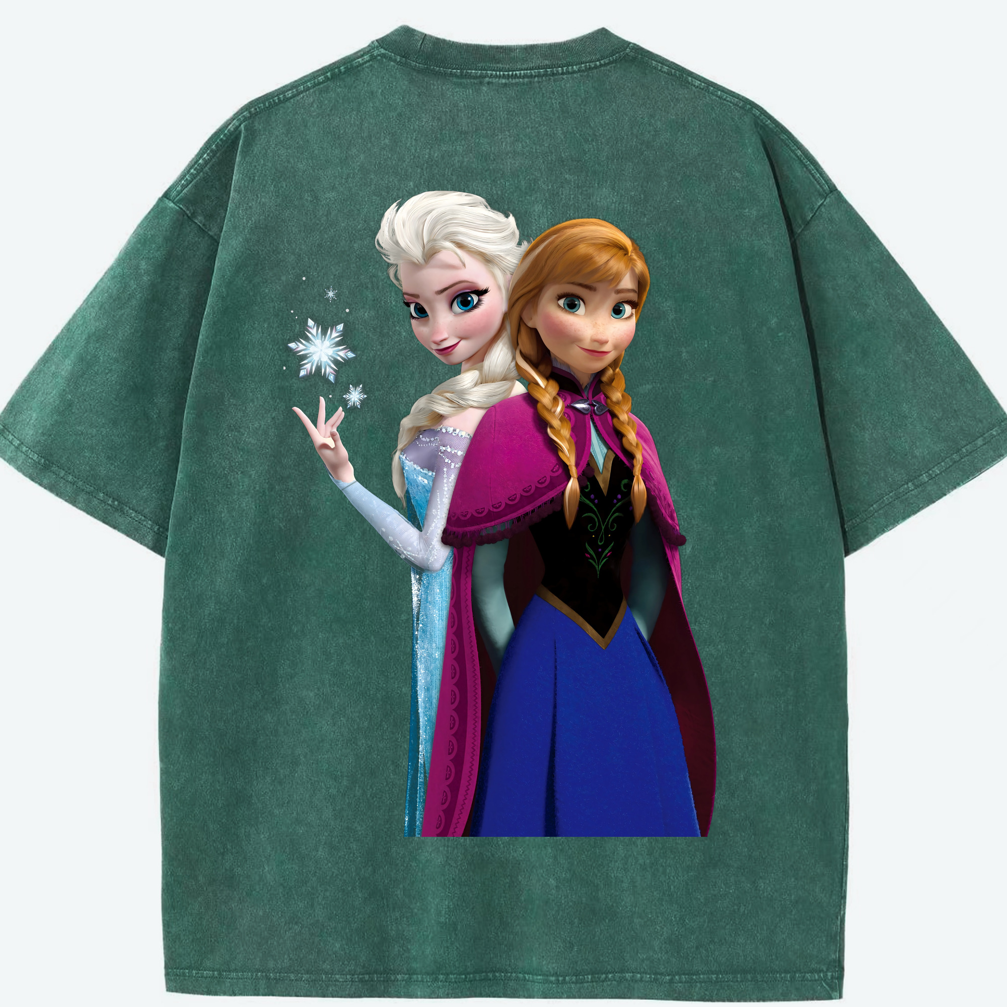 （画像用） アナと雪の女王 アンナ エルサ Frozen Anna Elsa 綿100% ヴィンテージ風 半袖Tシャツ（背面プリント）
